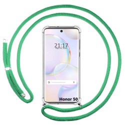 Funda Colgante Transparente para Huawei Nova 9 / Honor 50 5G con Cordon Verde Agua
