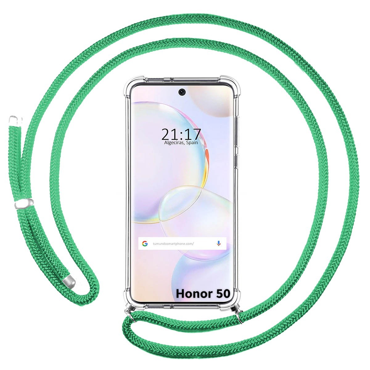 Funda Colgante Transparente para Huawei Nova 9 / Honor 50 5G con Cordon Verde Agua