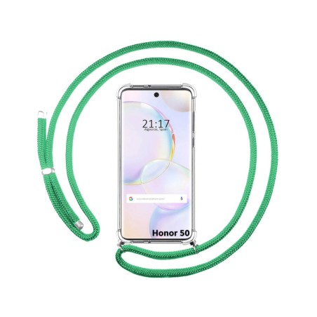 Funda Colgante Transparente para Huawei Nova 9 / Honor 50 5G con Cordon Verde Agua