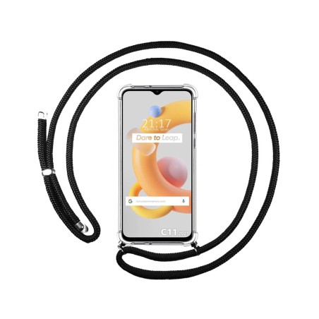 Funda Colgante Transparente para Realme C11 2021 con Cordon Negro