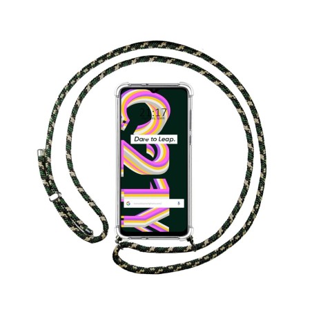 Funda Colgante Transparente para Realme C21Y / C25Y con Cordon Verde / Dorado