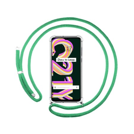 Funda Colgante Transparente para Realme C21Y / C25Y con Cordon Verde Agua