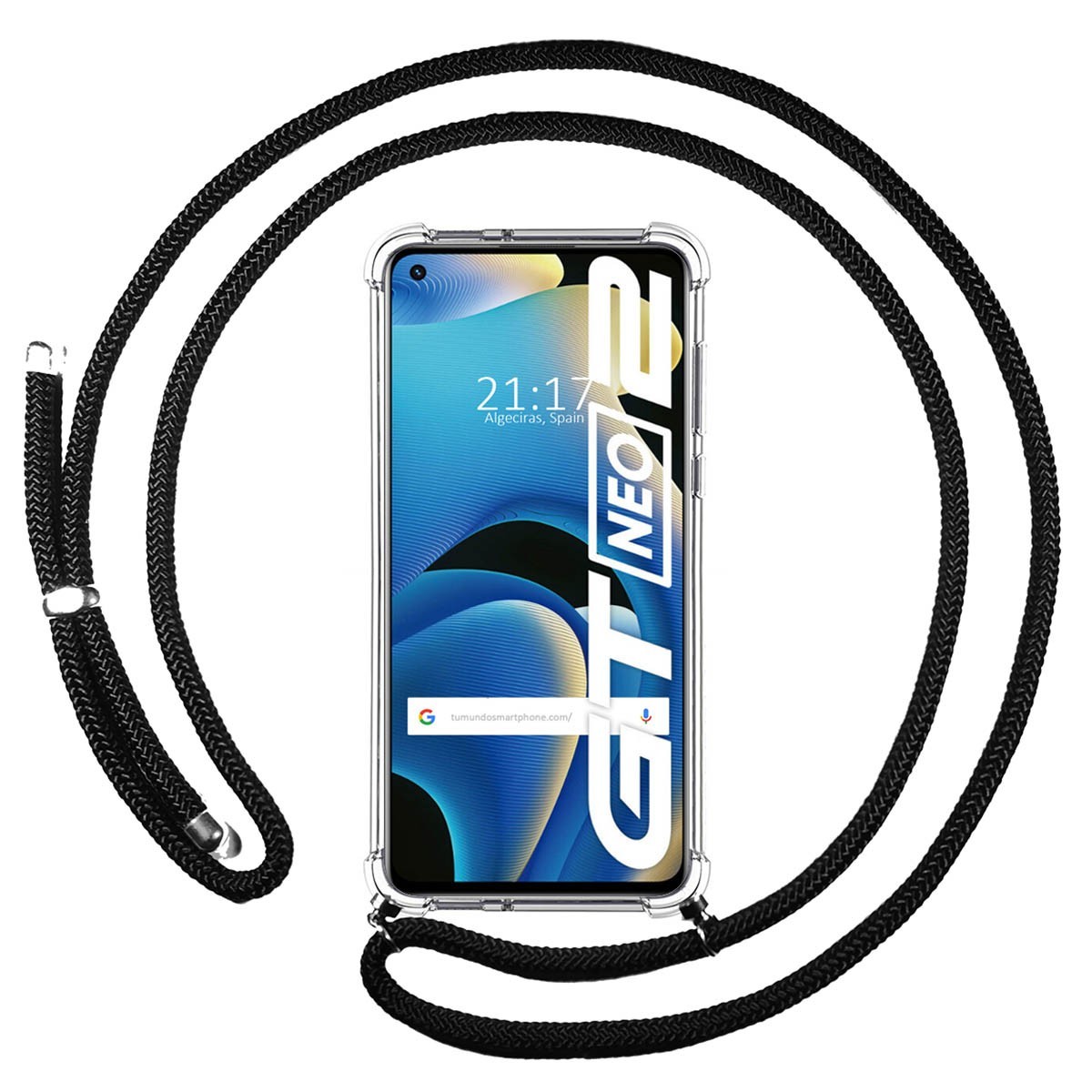 Funda Colgante Transparente para Realme GT NEO 2 5G con Cordon Negro