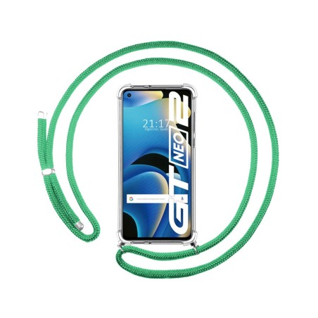 Funda Colgante Transparente para Realme GT NEO 2 5G con Cordon Verde Agua