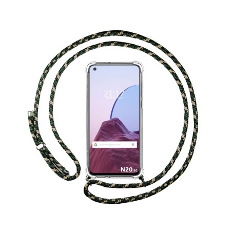Funda Colgante Transparente para OnePlus Nord N20 5G con Cordon Verde / Dorado