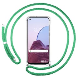 Funda Colgante Transparente para OnePlus Nord N20 5G con Cordon Verde Agua