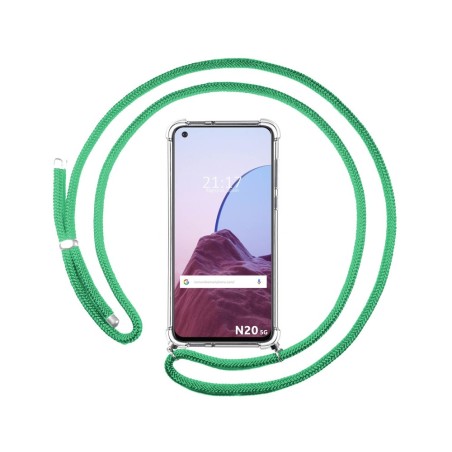 Funda Colgante Transparente para OnePlus Nord N20 5G con Cordon Verde Agua
