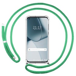 Funda Colgante Transparente para OnePlus 10 5G con Cordon Verde Agua