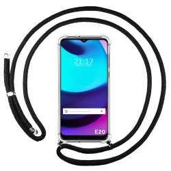 Funda Colgante Transparente para Motorola Moto E20 con Cordon Negro