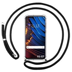 Funda Colgante Transparente para Xiaomi POCO X3 GT 5G con Cordon Negro