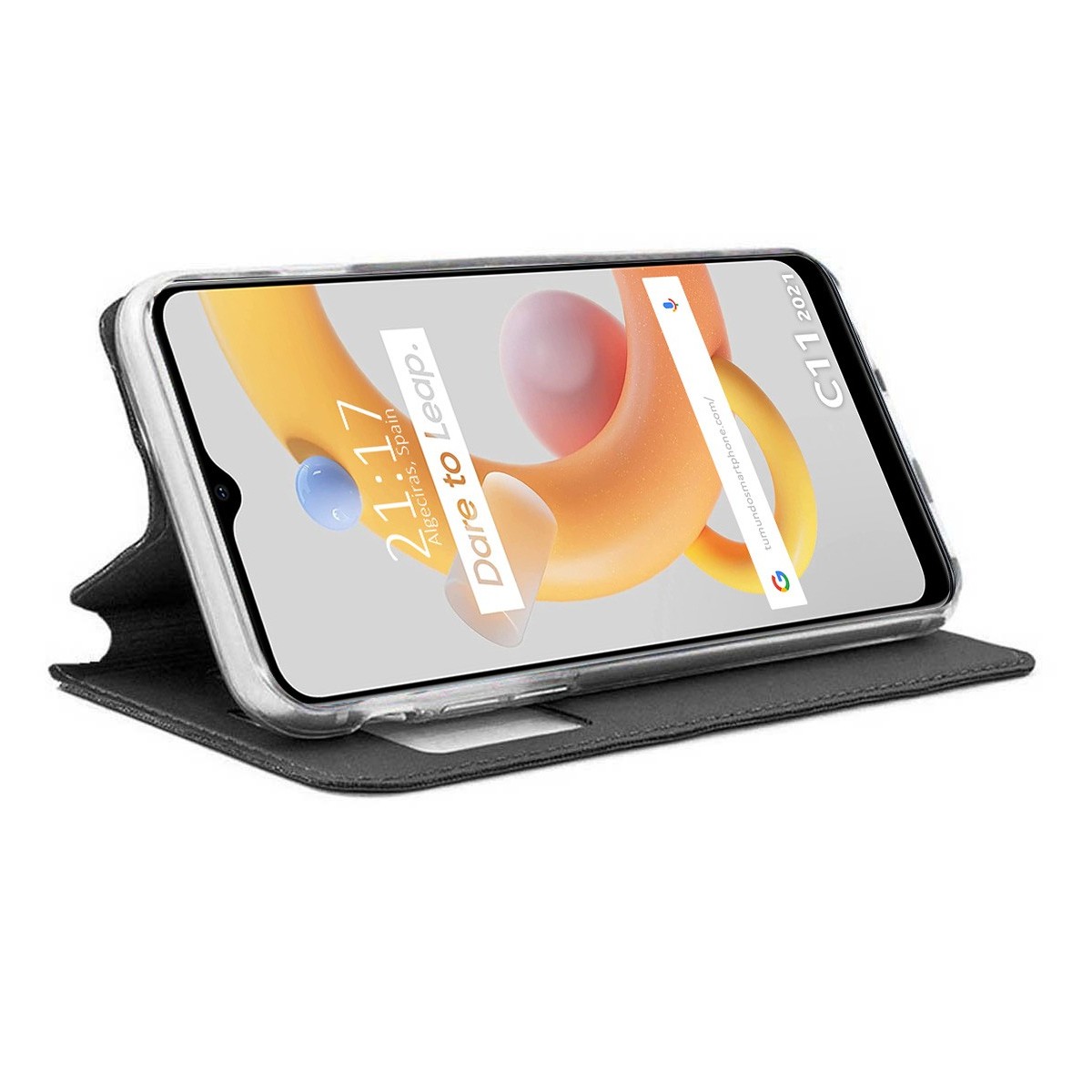 Funda Libro Soporte con Ventana para Realme C11 2021 Color Negra