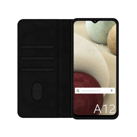 Funda Polipiel con tarjetero para Samsung Galaxy A12 color Negra