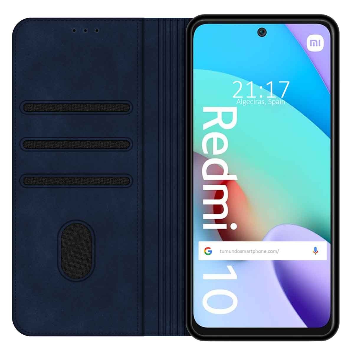 Funda Polipiel con tarjetero para Xiaomi Redmi 10 (2021/2022) color Azul