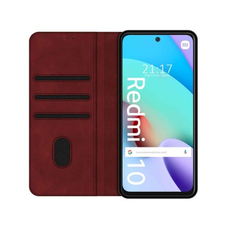 Funda Polipiel con tarjetero para Xiaomi Redmi 10 (2021/2022) color Roja