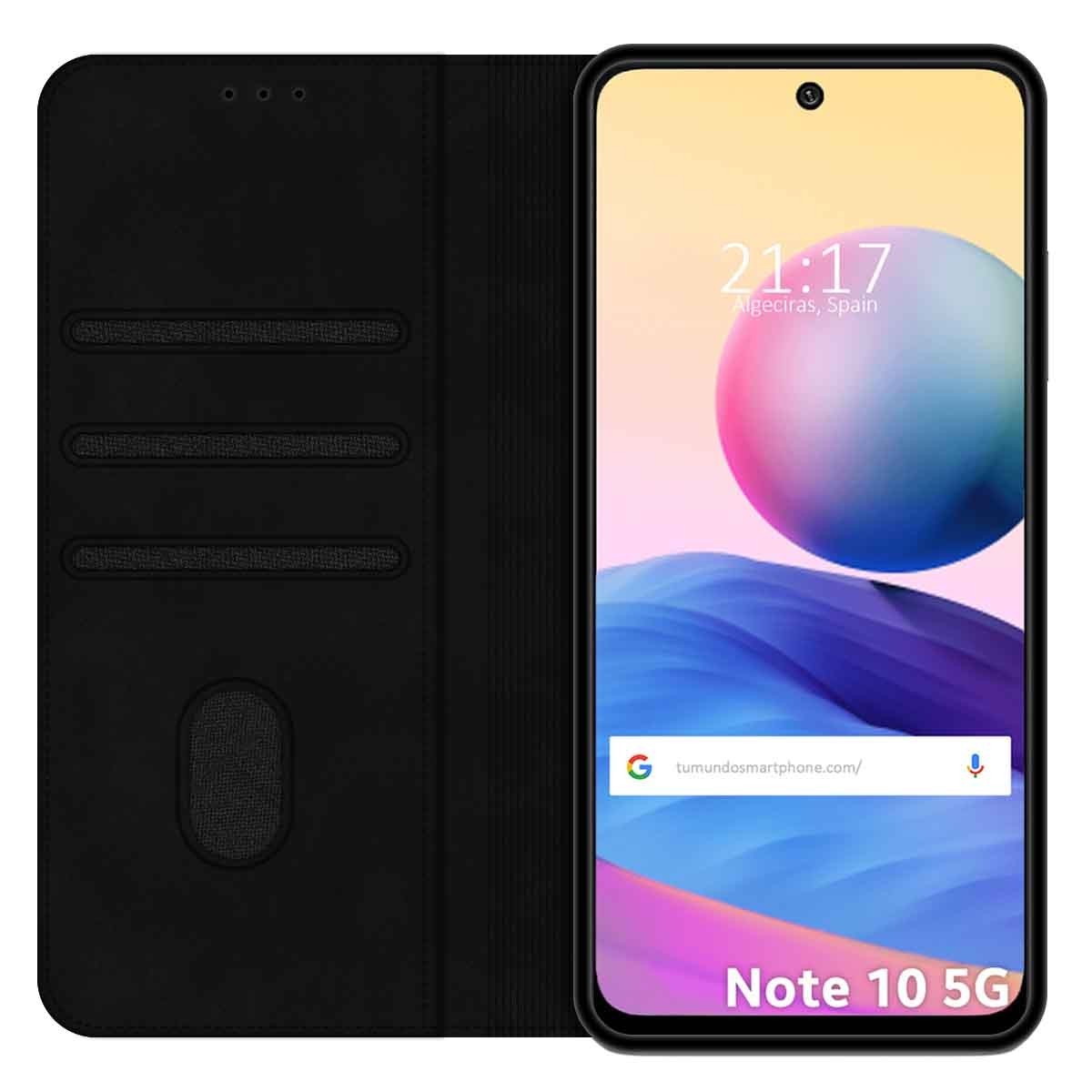 Funda Polipiel con tarjetero para Xiaomi Redmi Note 10 5G / POCO M3 Pro 5G color Negra