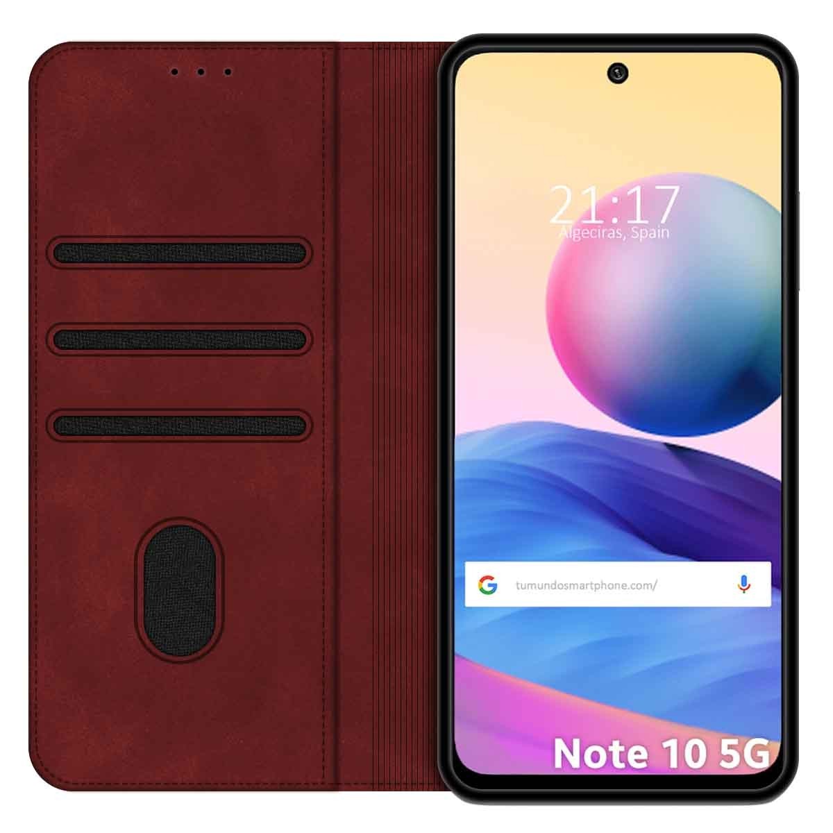 Funda Polipiel con tarjetero para Xiaomi Redmi Note 10 5G / POCO M3 Pro 5G color Roja
