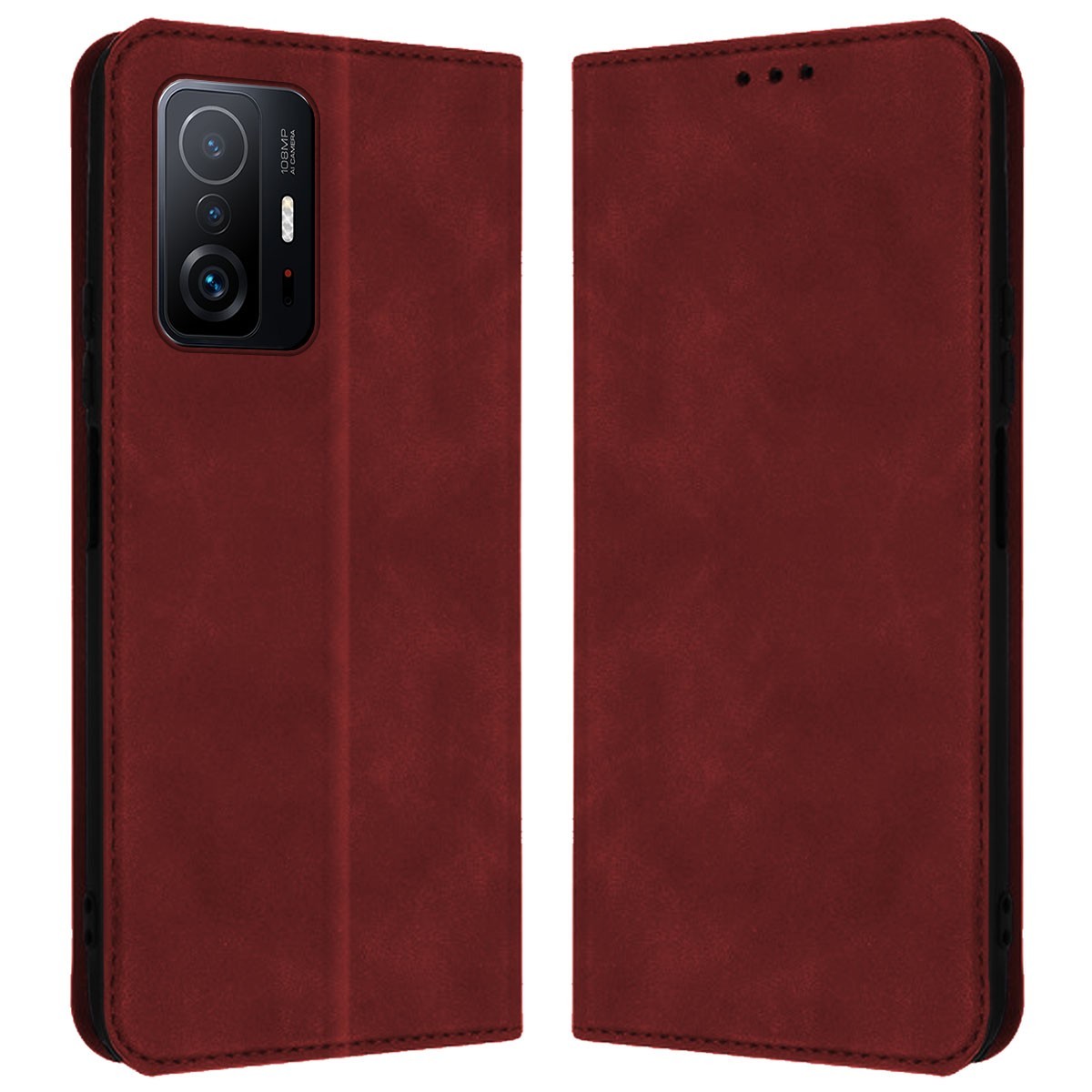 Funda Polipiel con tarjetero para Xiaomi 11T 5G / 11T Pro 5G color Roja