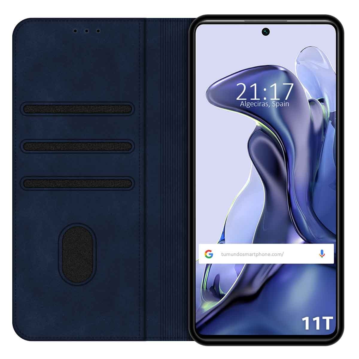 Funda Polipiel con tarjetero para Xiaomi 11T 5G / 11T Pro 5G color Azul