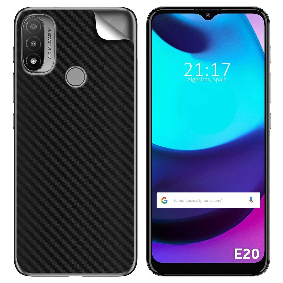 Pegatina Vinilo Autoadhesiva Textura Carbono para Motorola Moto E20