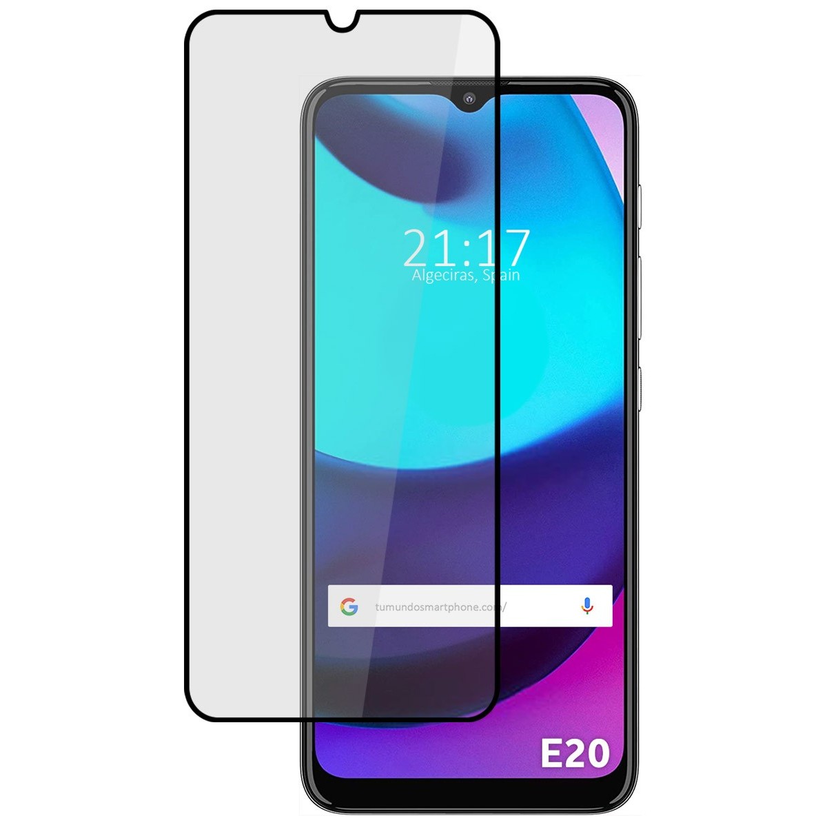 Protector Cristal Templado Completo 5D Full Glue Negro para Motorola Moto E20 Vidrio