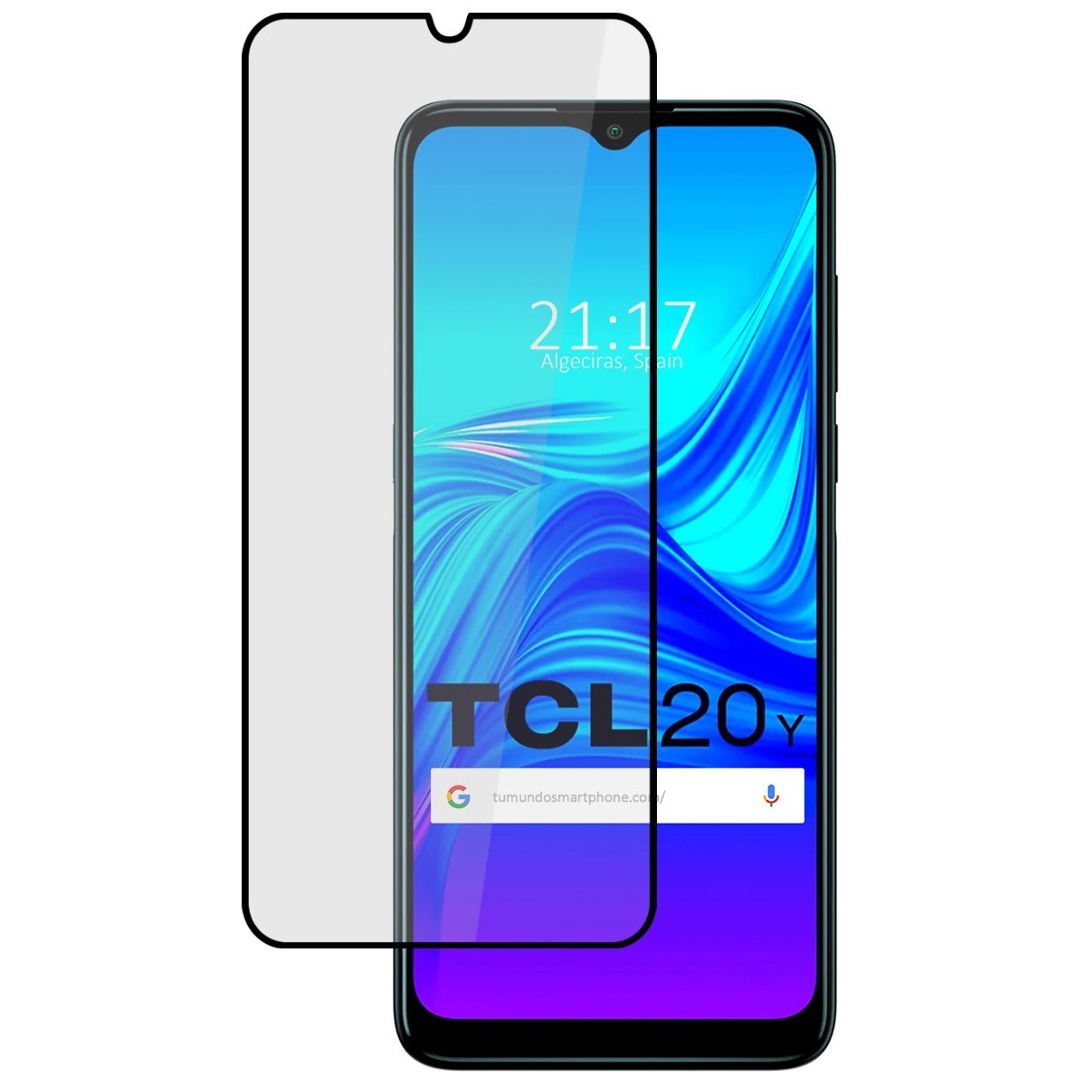 Protector Cristal Templado Completo 5D Full Glue Negro para TCL 20Y Vidrio