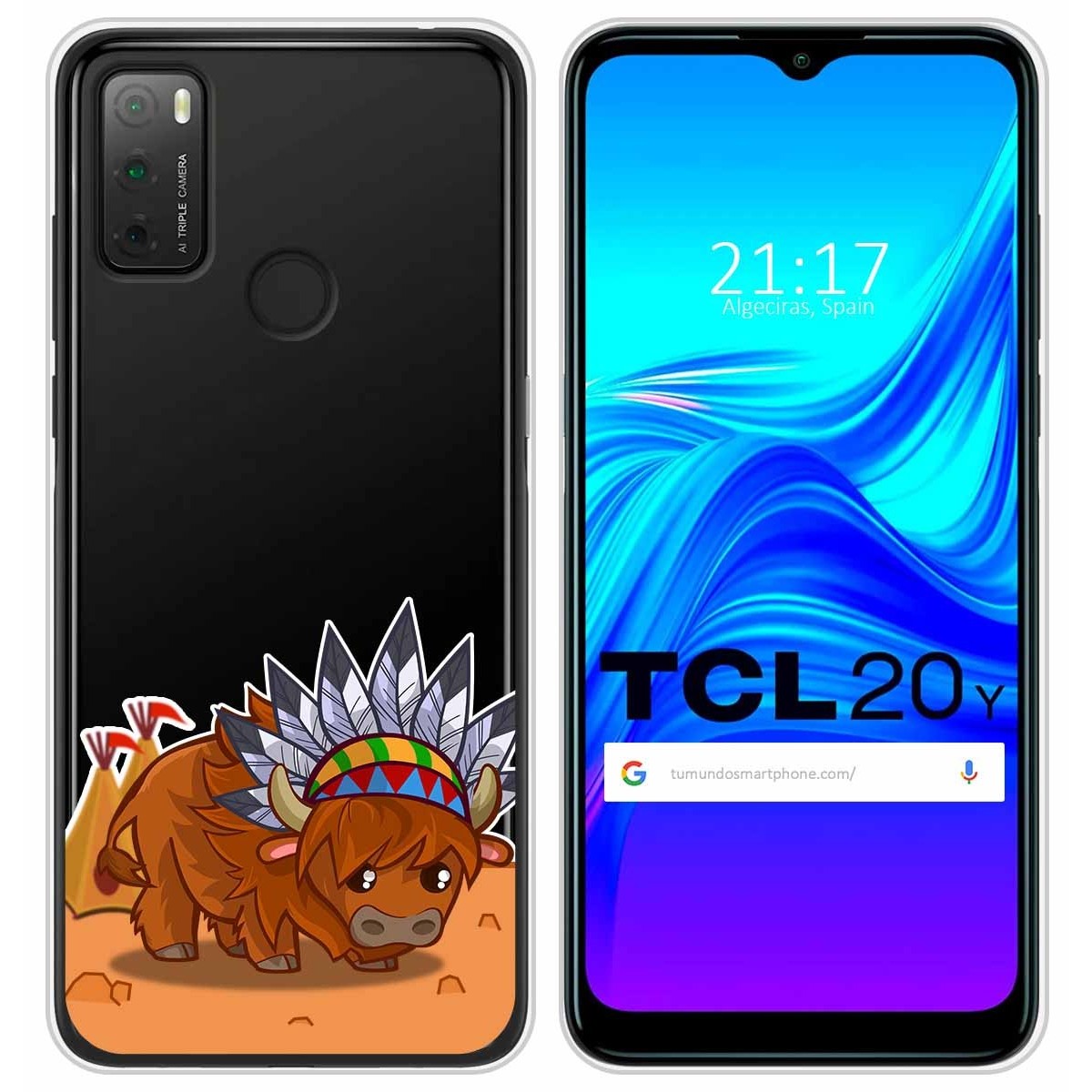 Funda Silicona Transparente para TCL 20Y diseño Bufalo Dibujos