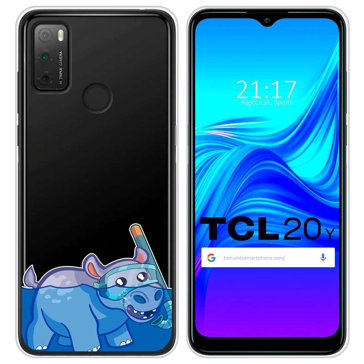 Funda Silicona Transparente para TCL 20Y diseño Hipo Dibujos