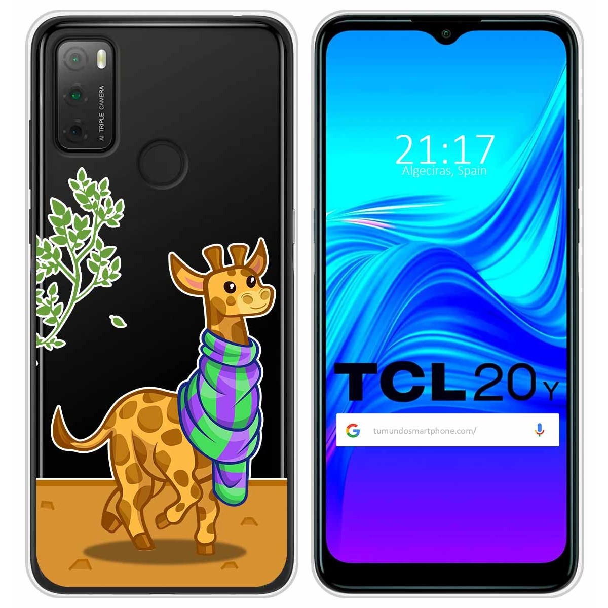 Funda Silicona Transparente para TCL 20Y diseño Jirafa Dibujos