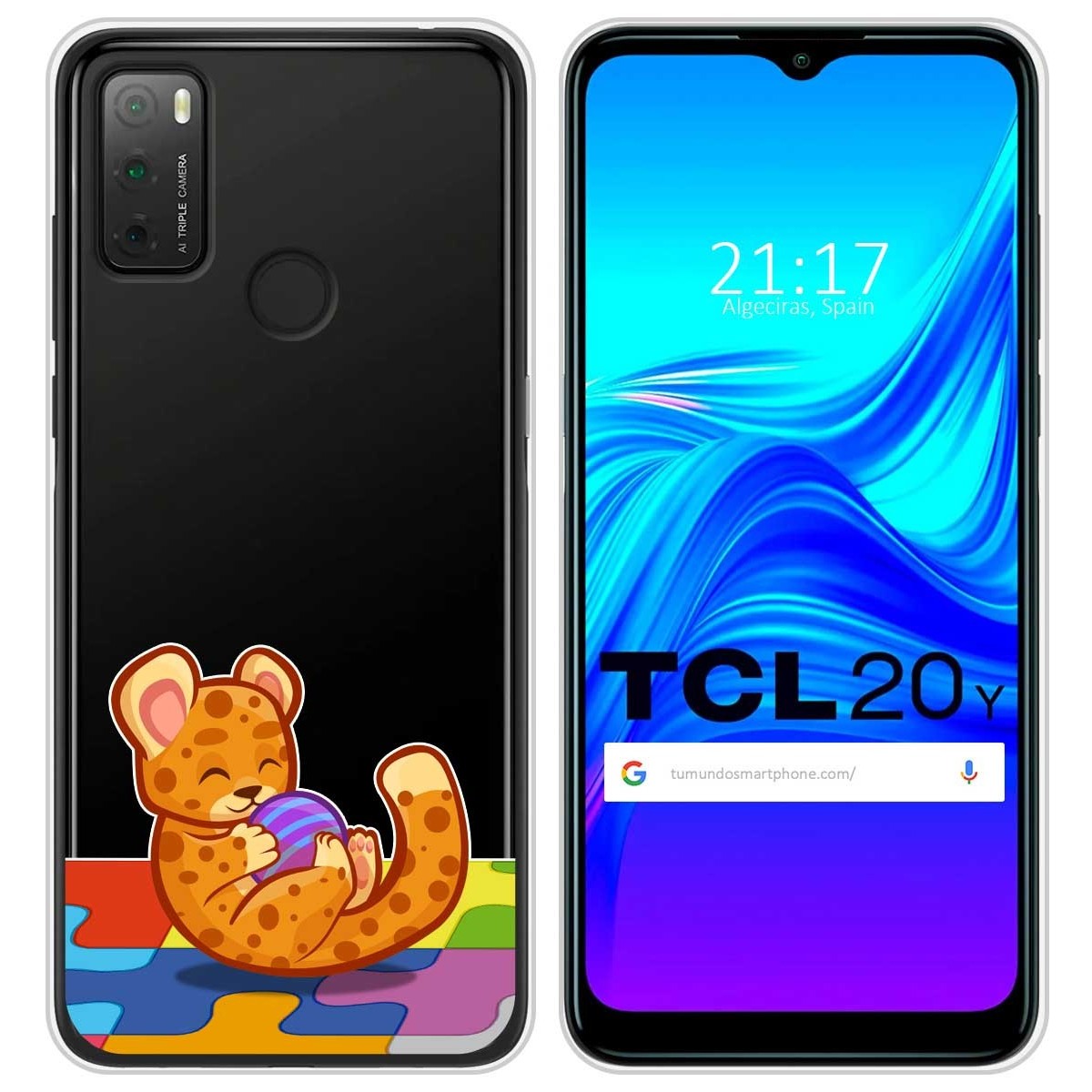 Funda Silicona Transparente para TCL 20Y diseño Leopardo Dibujos