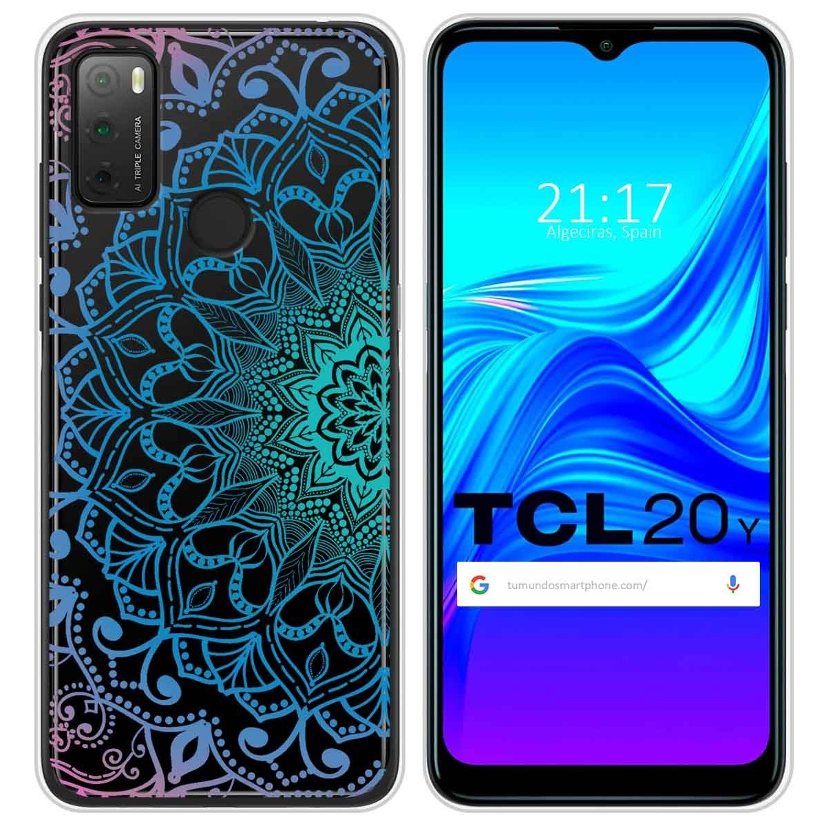 Funda Silicona Transparente para TCL 20Y diseño Mandala Dibujos