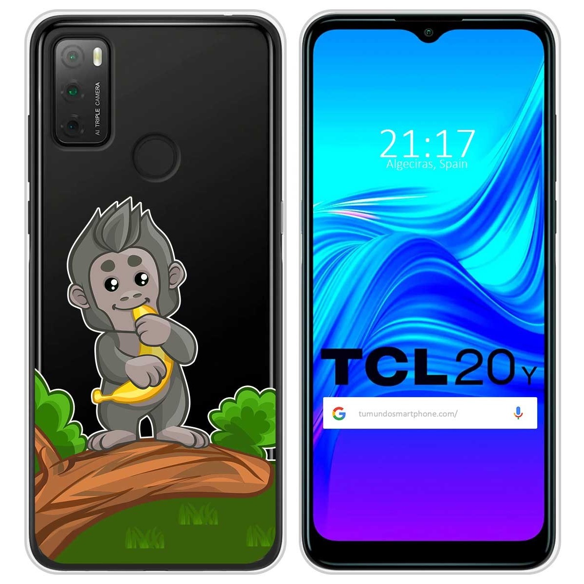 Funda Silicona Transparente para TCL 20Y diseño Mono Dibujos