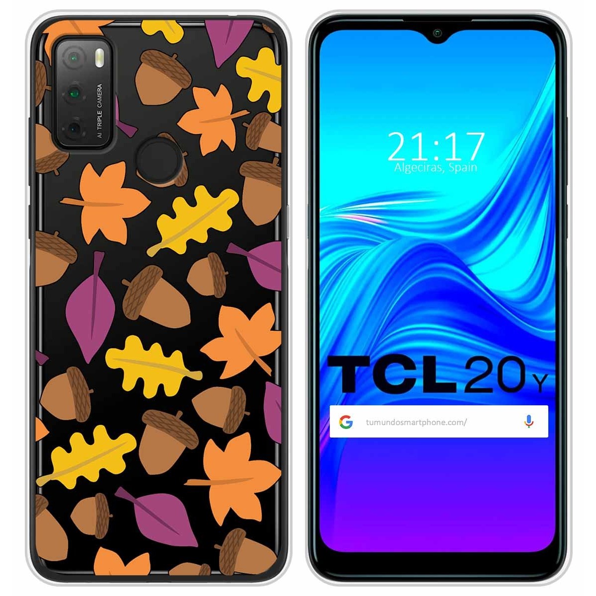 Funda Silicona Transparente para TCL 20Y diseño Otoño Dibujos
