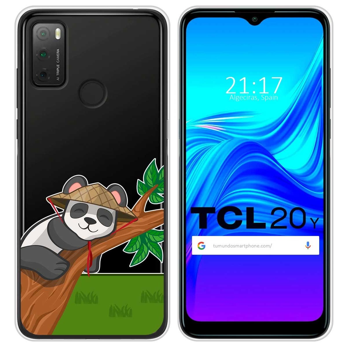 Funda Silicona Transparente para TCL 20Y diseño Panda Dibujos