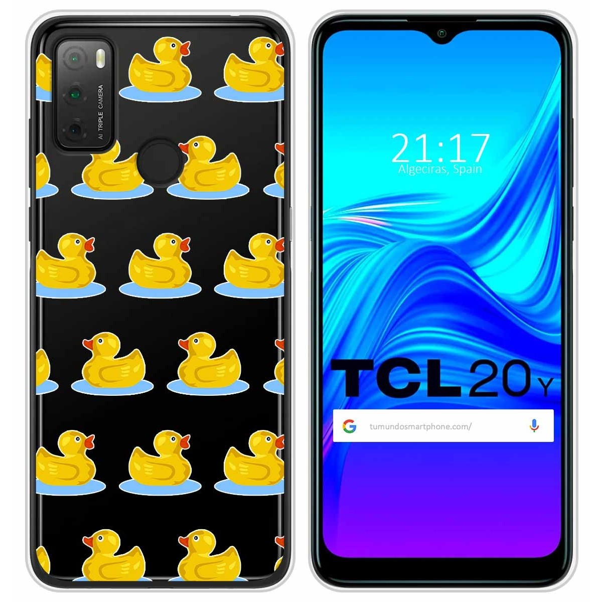 Funda Silicona Transparente para TCL 20Y diseño Pato Dibujos