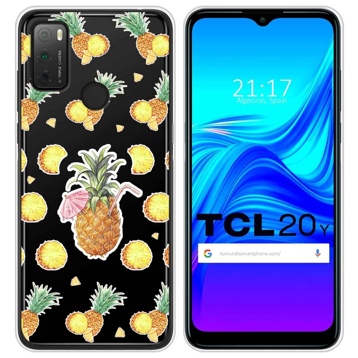 Funda Silicona Transparente para TCL 20Y diseño Piña Dibujos