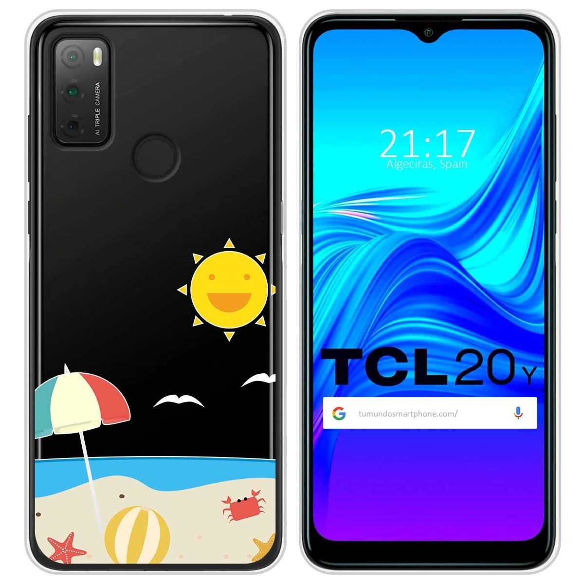 Funda Silicona Transparente para TCL 20Y diseño Playa Dibujos