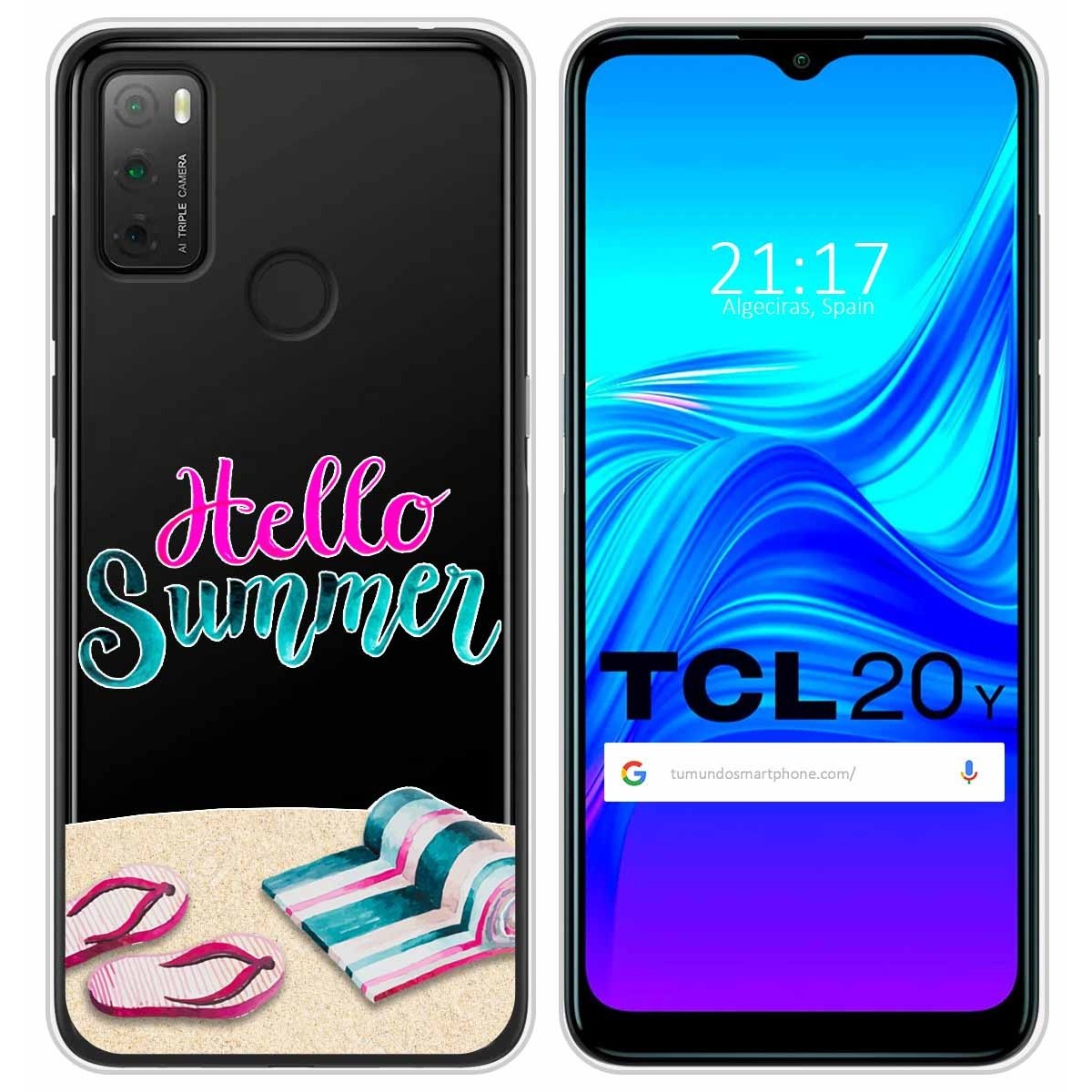 Funda Silicona Transparente para TCL 20Y diseño Summer Dibujos
