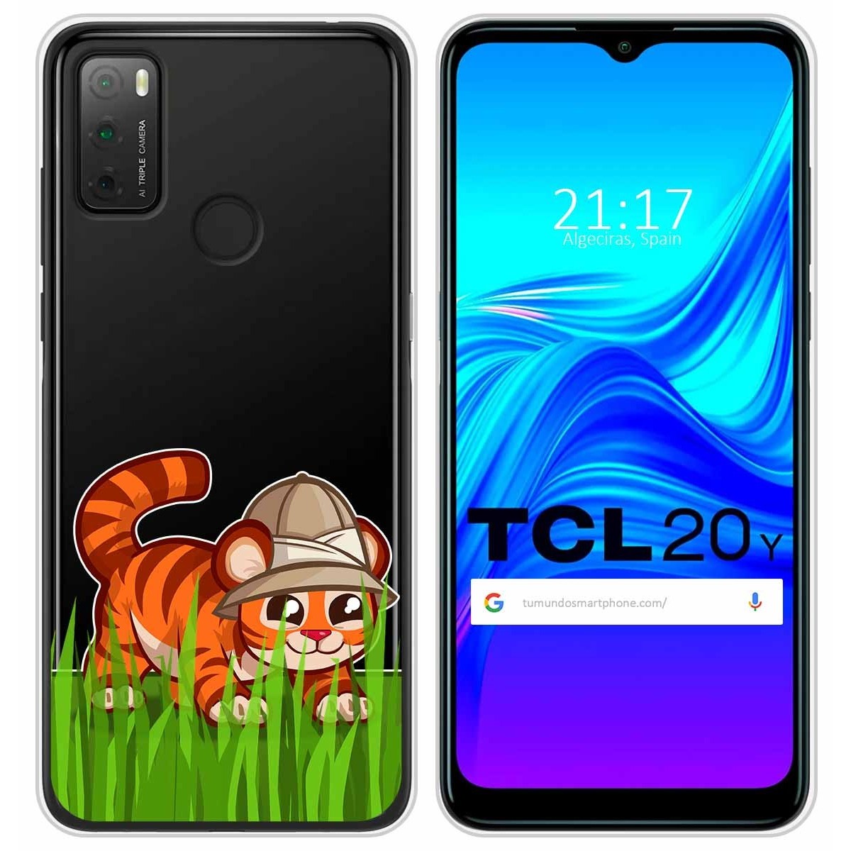 Funda Silicona Transparente para TCL 20Y diseño Tigre Dibujos