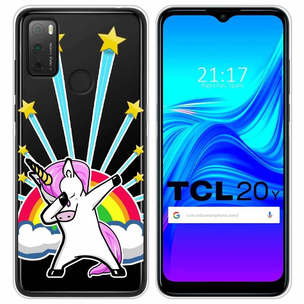 Funda Silicona Transparente para TCL 20Y diseño Unicornio Dibujos