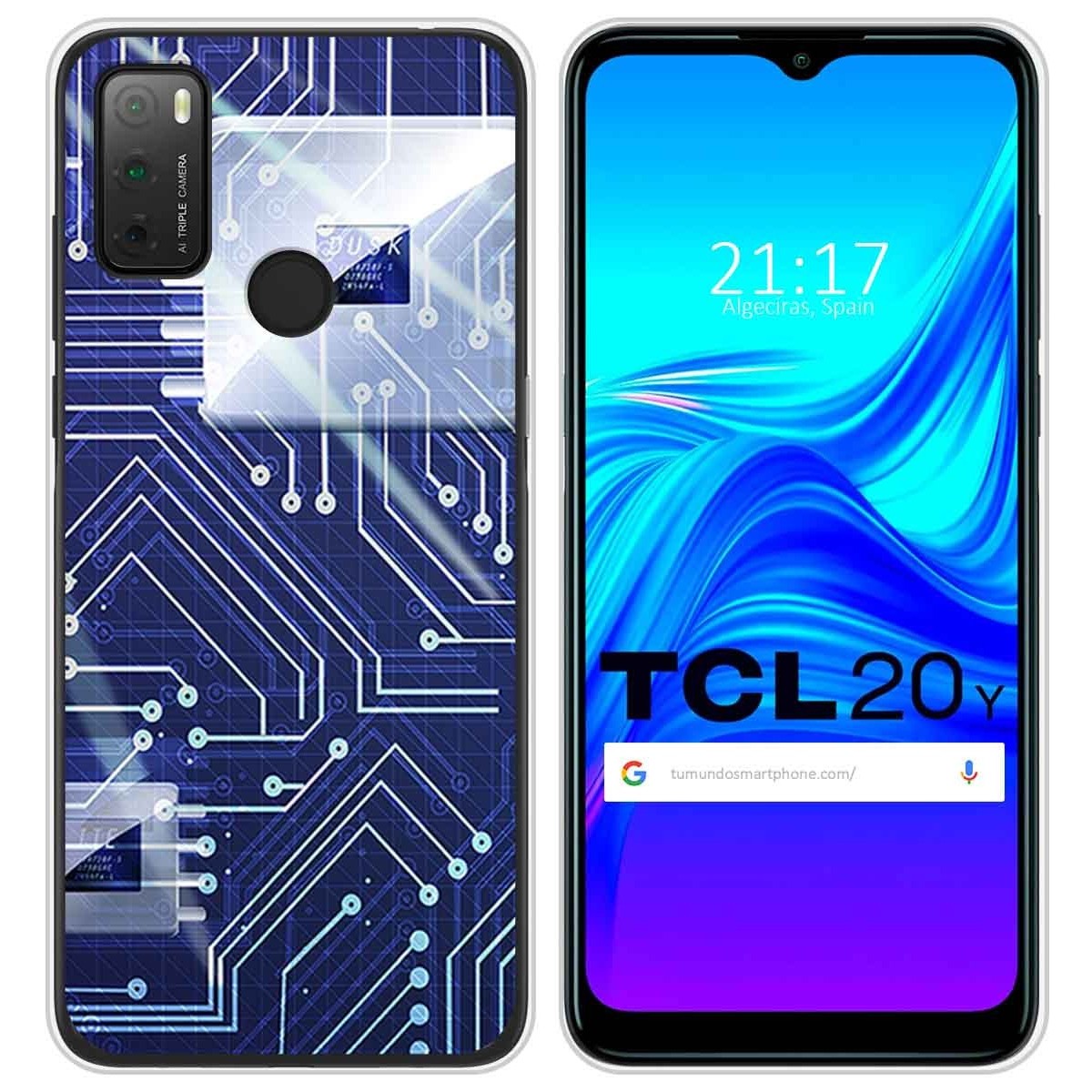 Funda Silicona para TCL 20Y diseño Circuito Dibujos