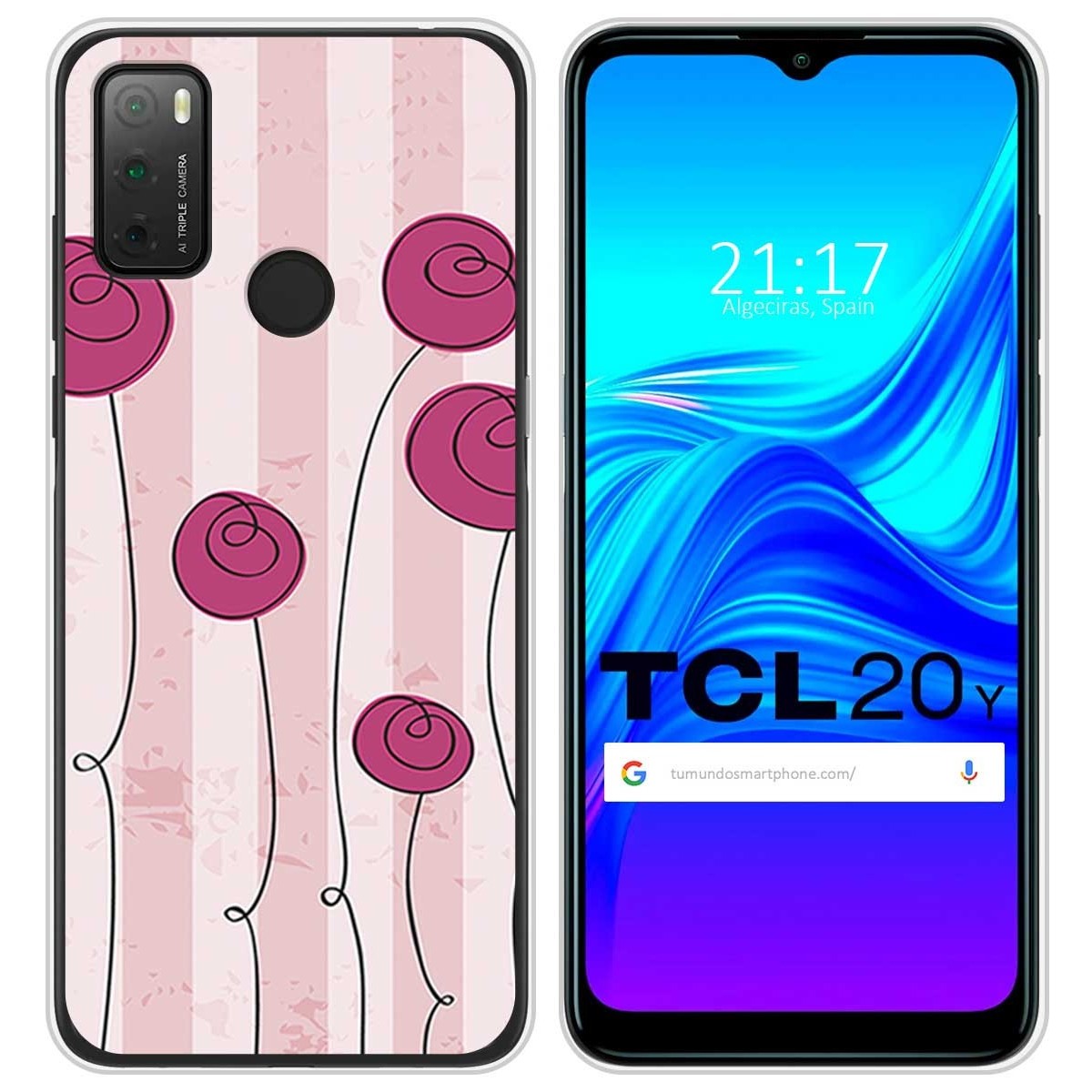 Funda Silicona para TCL 20Y diseño Flores Vintage Dibujos