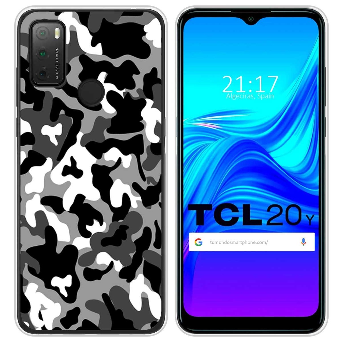 Funda Silicona para TCL 20Y diseño Snow Camuflaje Dibujos