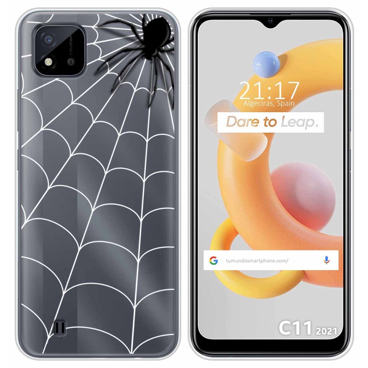 Funda Silicona Transparente para Realme C11 2021 diseño Araña Dibujos