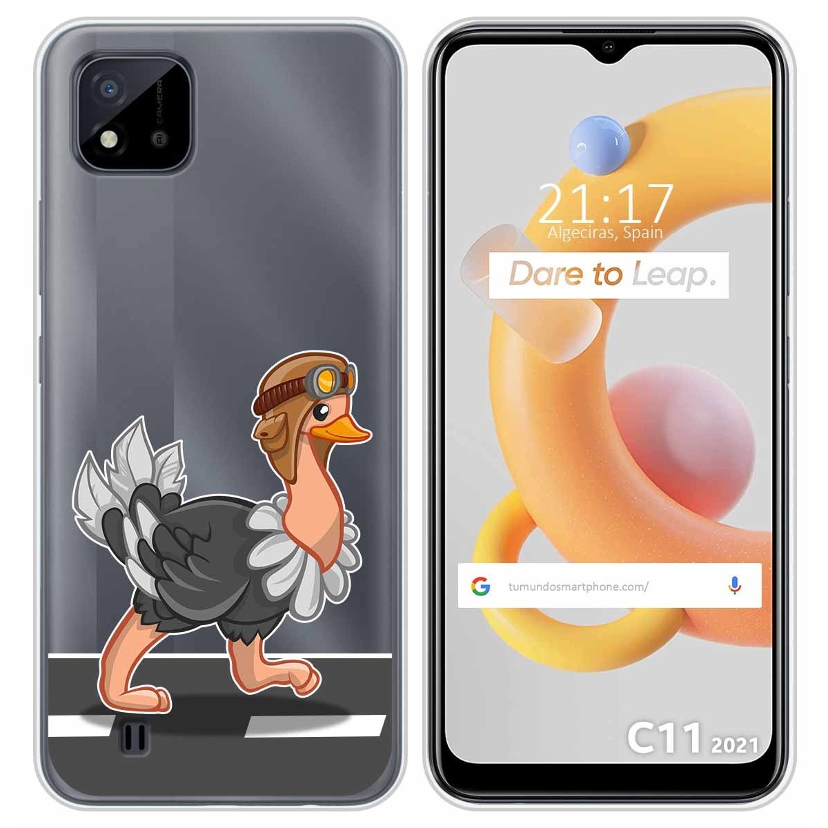 Funda Silicona Transparente para Realme C11 2021 diseño Avestruz Dibujos