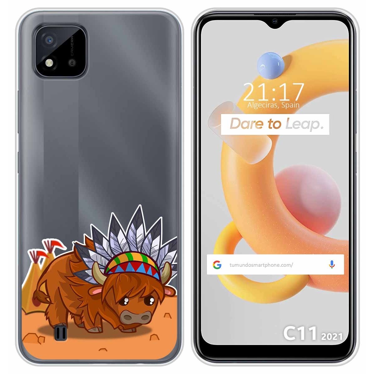 Funda Silicona Transparente para Realme C11 2021 diseño Bufalo Dibujos