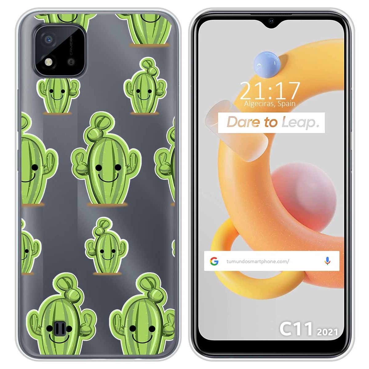 Funda Silicona Transparente para Realme C11 2021 diseño Cactus Dibujos