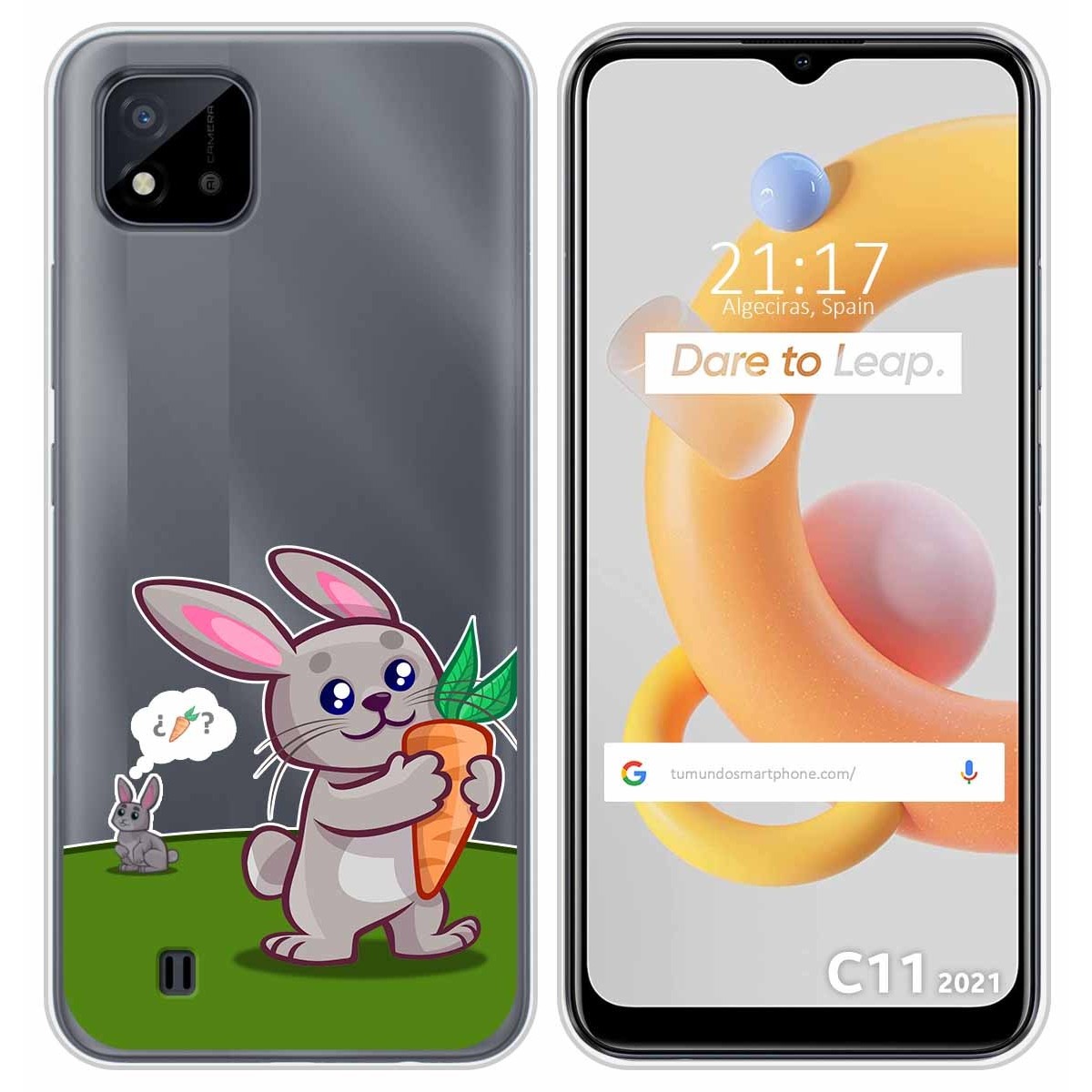 Funda Silicona Transparente para Realme C11 2021 diseño Conejo Dibujos