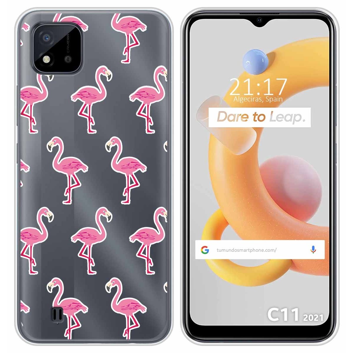 Funda Silicona Transparente para Realme C11 2021 diseño Flamenco Dibujos