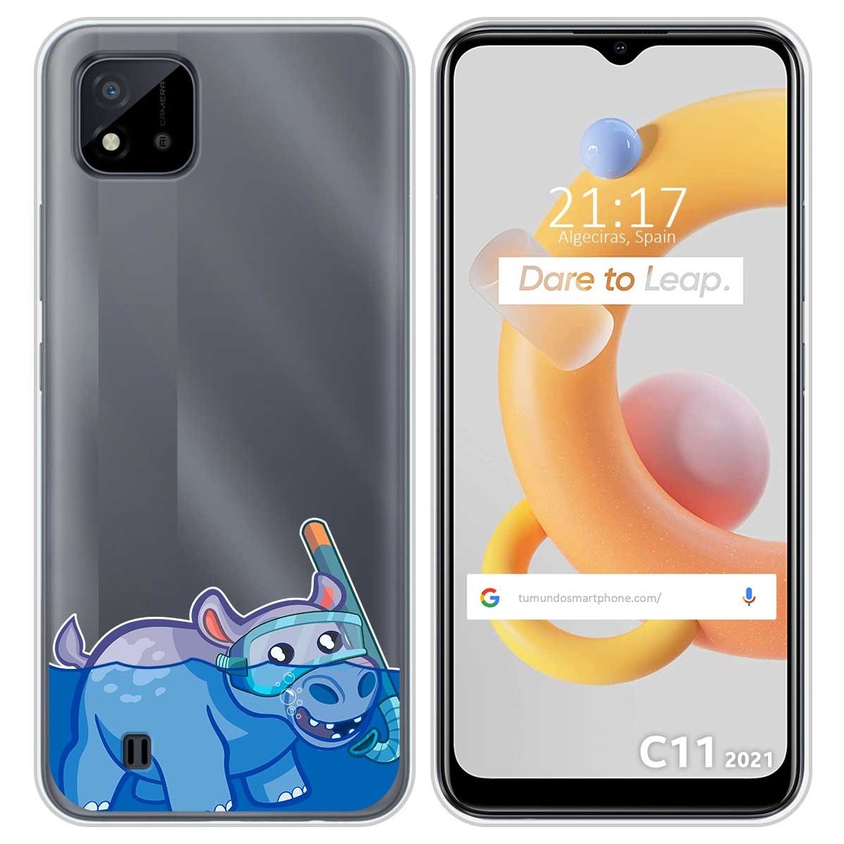 Funda Silicona Transparente para Realme C11 2021 diseño Hipo Dibujos
