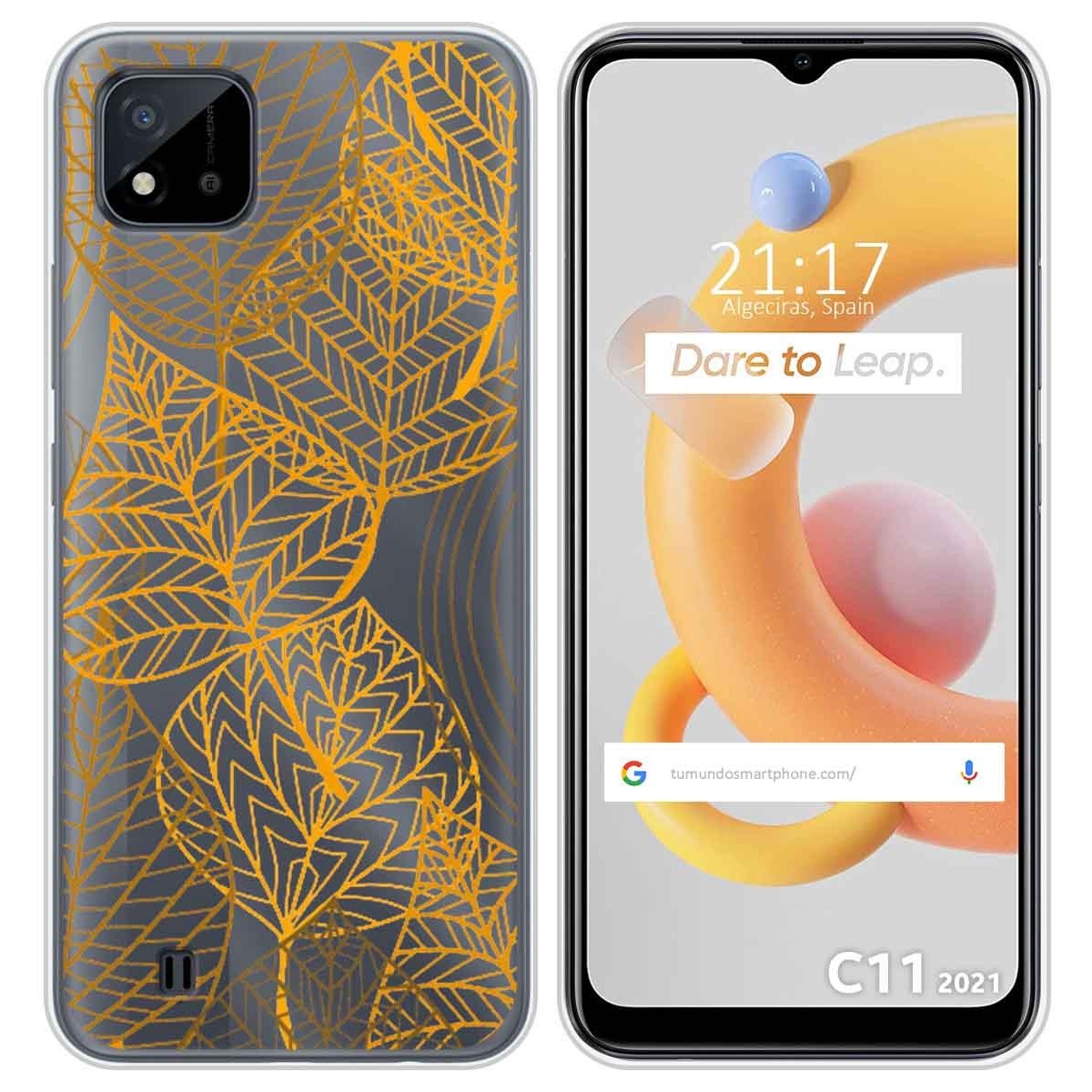 Funda Silicona Transparente para Realme C11 2021 diseño Hojas Dibujos